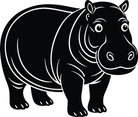 Obraz premium Vector black hippopotamus illustration