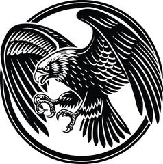 Black and white eagle vector illustration