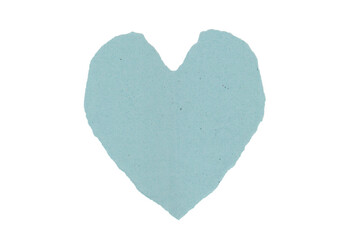 Fototapeta premium Blue Paper Heart Shape, Handmade Paper Heart Cutout Texture Transparent Background