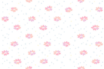 Floral pattern design with pink flowers and small stars on a white background in a simple layout for fabric or wallpaper