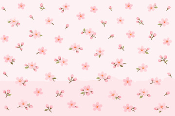 Floral pattern with pink flowers and buds on a light background suitable for various design projects