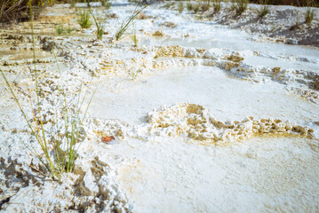 Obraz premium Terme San Filippo, Siena, Tuscany, Italy: Mineral deposits and water in a natural landscape