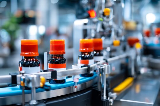 Modern Packaging Factory Featuring Filling Machines and Labelers in Action