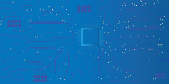 Abstract circuit board on technology dark blue background.  digital tech bg. Electronics and computer technology concept.  Futuristic blue circuit board background. Minimal vectori llustration