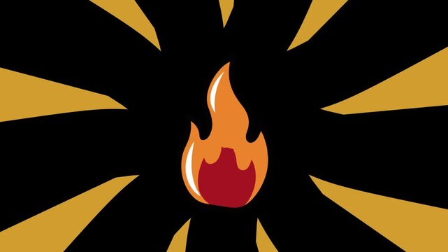 Fire warning sign cartoon popart video advertisement suitable to your brand, display, burn, hot, flame, comic, mascot, marketing, business, and more