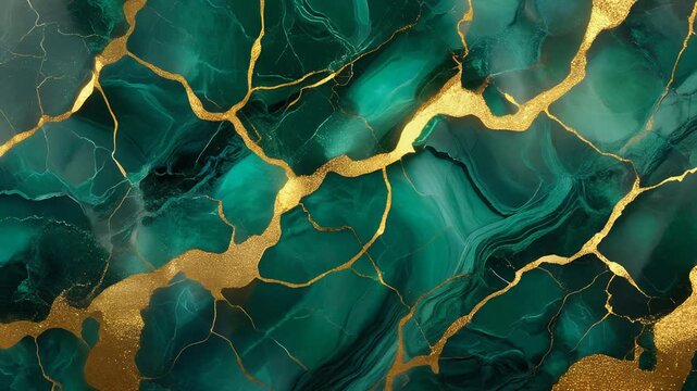 Luxurious green marble pattern with golden veins, abstract luxury background, elegant design element, high-end decoration, artistic texture