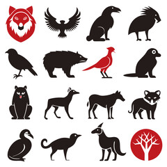 Fototapeta premium Collection of animal silhouettes for design and logo creation