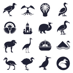 Fototapeta premium Various animal and object silhouettes in vector format