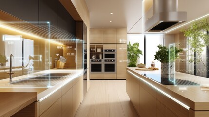 Modern Electric Kitchen with Graph Indicator Overlay and Sleek Design