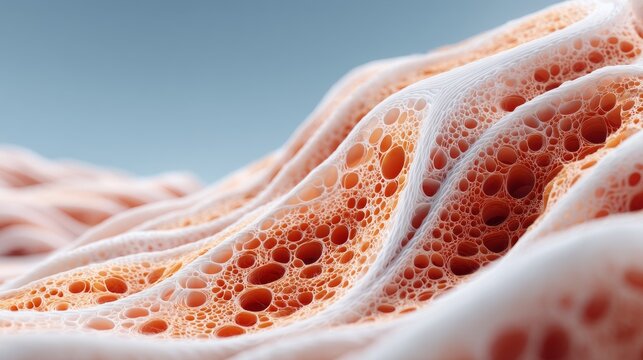 Detailed 3D Render of Skin Sublayer Structure with Intricate Textures