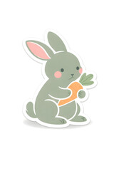 Obraz premium Adorable Kawaii Bunny Holding a Carrot Illustration