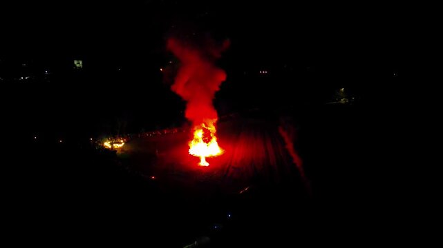 Ancient tradition of epiphany fires in Friuli. Pignarul and fireworks
