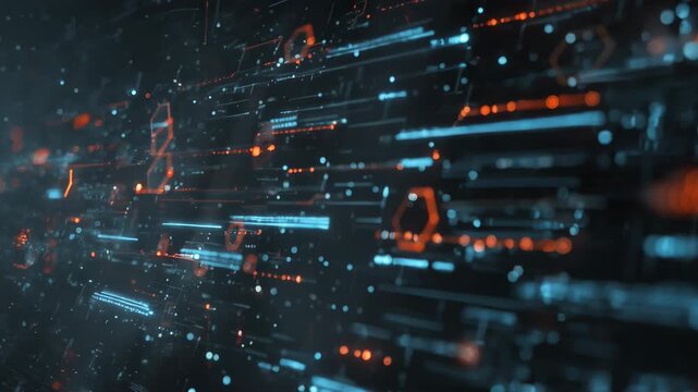 Medium shot of AI algorithms scanning online data streams to identify cyber threats proactively