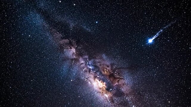 Galaxy with Nebula and Shooting Star.