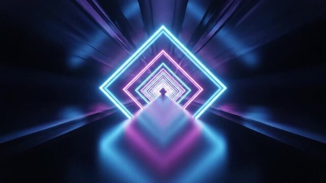 Glowing Neon Tunnel with Concentric Diamonds.