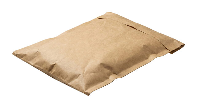 Closed brown kraft paper padded shipping envelope