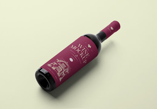 Lying Wine Bottle Mockup