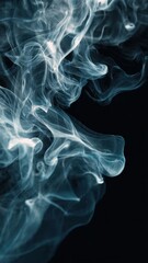 Abstract Swirling Blue Smoke Flowing on Dark Background