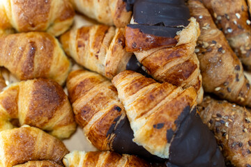 Assortment of fresh baked croissants and pastries