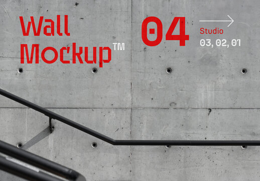 Front View Concrete Wall Mockup