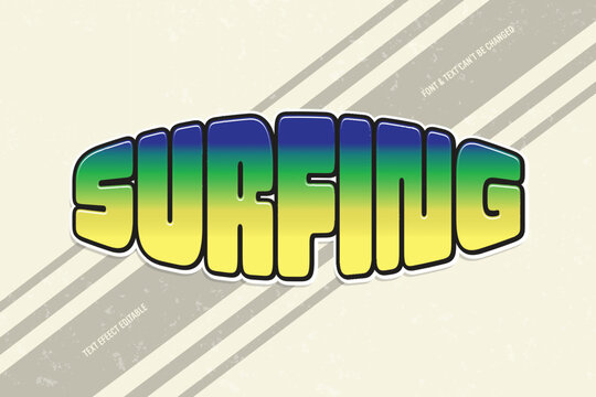 Surfing Vintage  70s 80s Text Effect Typography with Grunge Background