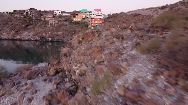Vacation houses on Mexican shoreline beach 