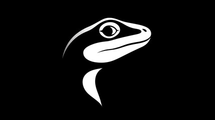 Obraz premium A minimalist depiction of a reptilian head, stark white against a solid black backdrop