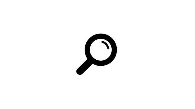 A simple, black magnifying glass icon on a white background, suggesting the act of looking and searching