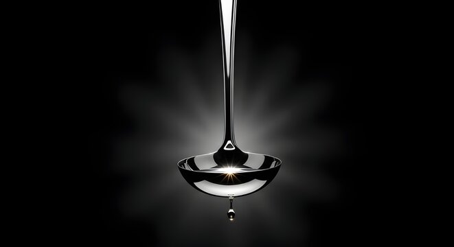 Liquid metal pouring from spoon with dramatic lighting effects
