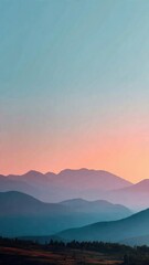 Obraz premium Serene Layered Mountain Landscape with Pastel Gradient Sky