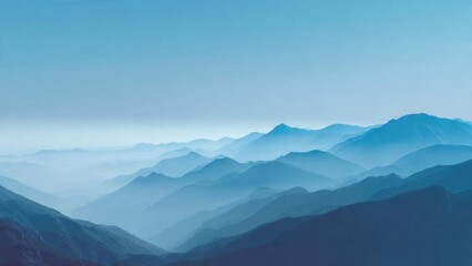 Fototapeta premium Serene Blue Mountain Landscape with Hazy Layers