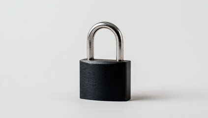 Naklejka premium Solid black padlock against plain background for security concept