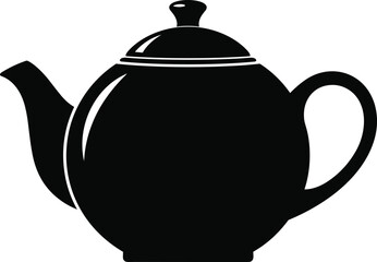 Obraz premium Black teapot silhouette vector illustration isolated on white background minimalist kitchenware icon for tea time breakfast cafe menu and elegant porcelain pottery design