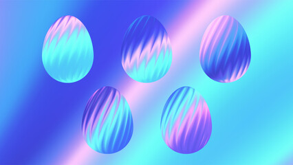 Holographic ribbed glass Easter egg set