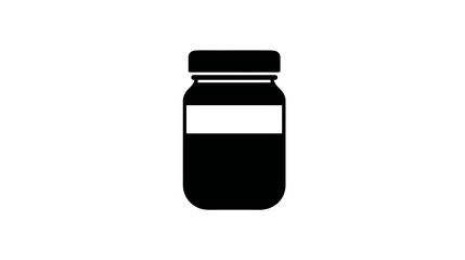 Fototapeta premium Black jar silhouette with a flat top lid and a white rectangle on its body