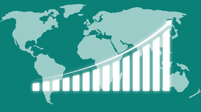 Business growth concept. 4k Business Growth And Success Arrow Info graphics/ Animation of a business info graphics with rising arrow and bar stats appearing, symbolizing growth and success, 