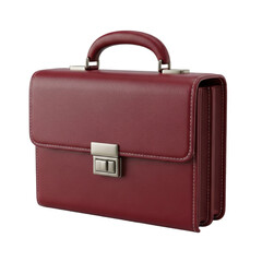 Classic Red Leather Briefcase with Metal Clasp and Handle