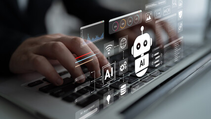Fototapeta premium AI chatbot assistant enhances intelligent automation, data analysis, and customer interaction on digital platform Parse