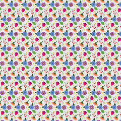 Fototapeta premium Colorful floral pattern with small flowers and leaves design