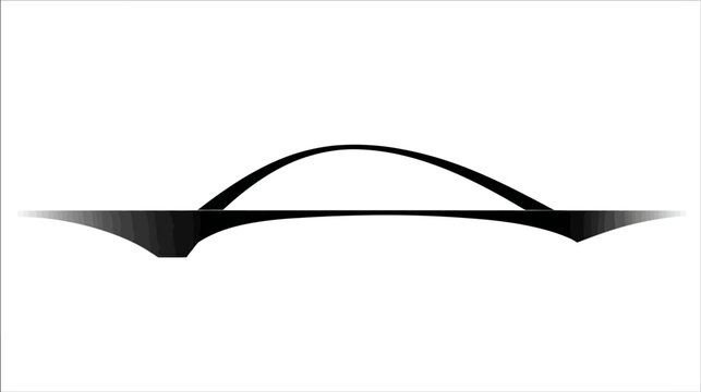 Black and white minimalist car silhouette. Features curved roof and gradient underbody