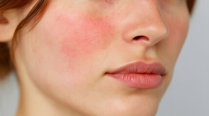 Fototapeta premium A woman with red skin on her face