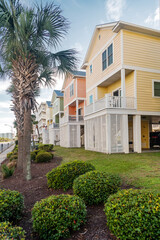 Fototapeta premium Raised coastal homes on stilts in Myrtle Beach South Carolina United States