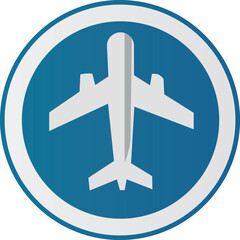 Fototapeta premium A concise airplane icon in the form of a circle with an airplane inside