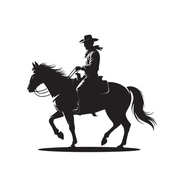 Cowboy riding horse silhouette graphic vector illustration western theme