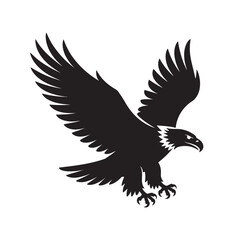 Eagle flying with wings spread open national symbol vector silhouette illustration