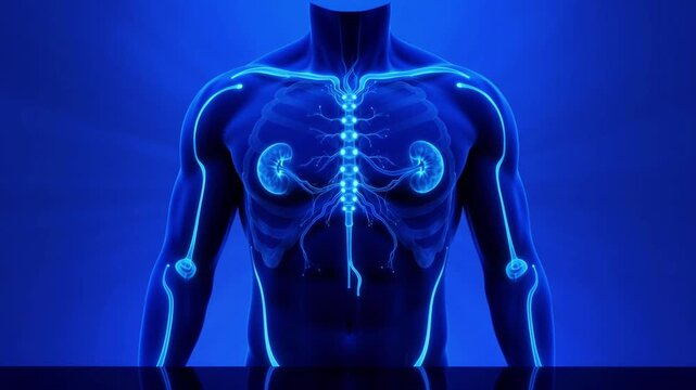 Anatomy of the human body highlighting the lymphatic and immune systems