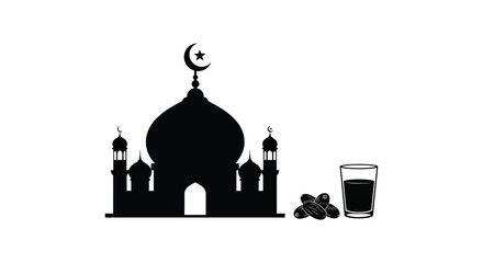 Ramadan scene depicting a mosque and dates a striking silhouette © Rina
