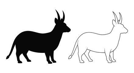 Obraz premium Two addax depictions one a stark black silhouette high quality professional