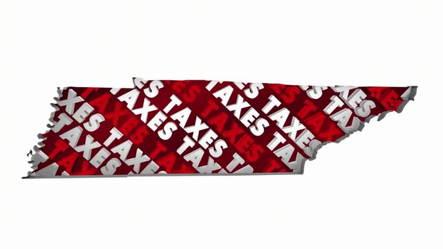 Tennessee Taxes State Map TN Income Property Rate High Pay Less File Return Refund 3d Animation