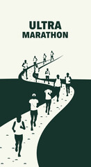Obraz premium Depicting Endurance: A Minimalist Illustration Of The Ultra Marathon Race And Its Participants